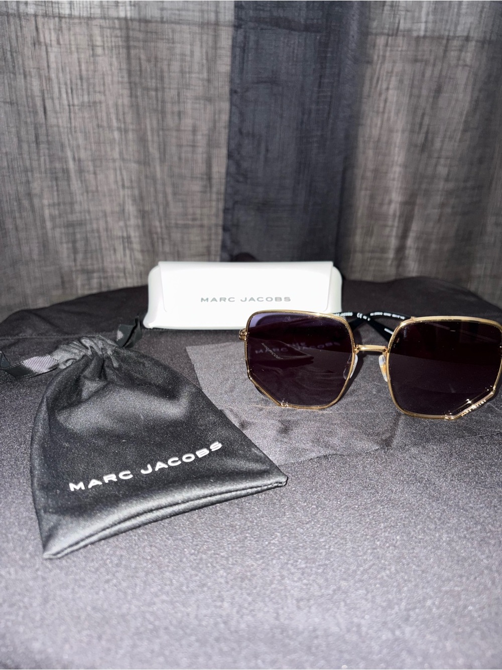 Marc Jacobs Gold Frame Sunglasses with Dark Lenses